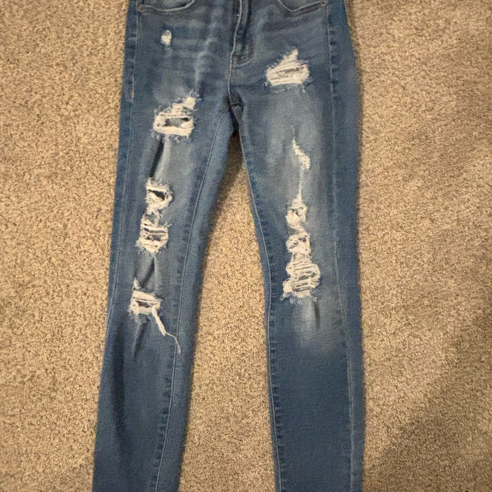 Aeropostale Ripped Blue Skinny Jeans